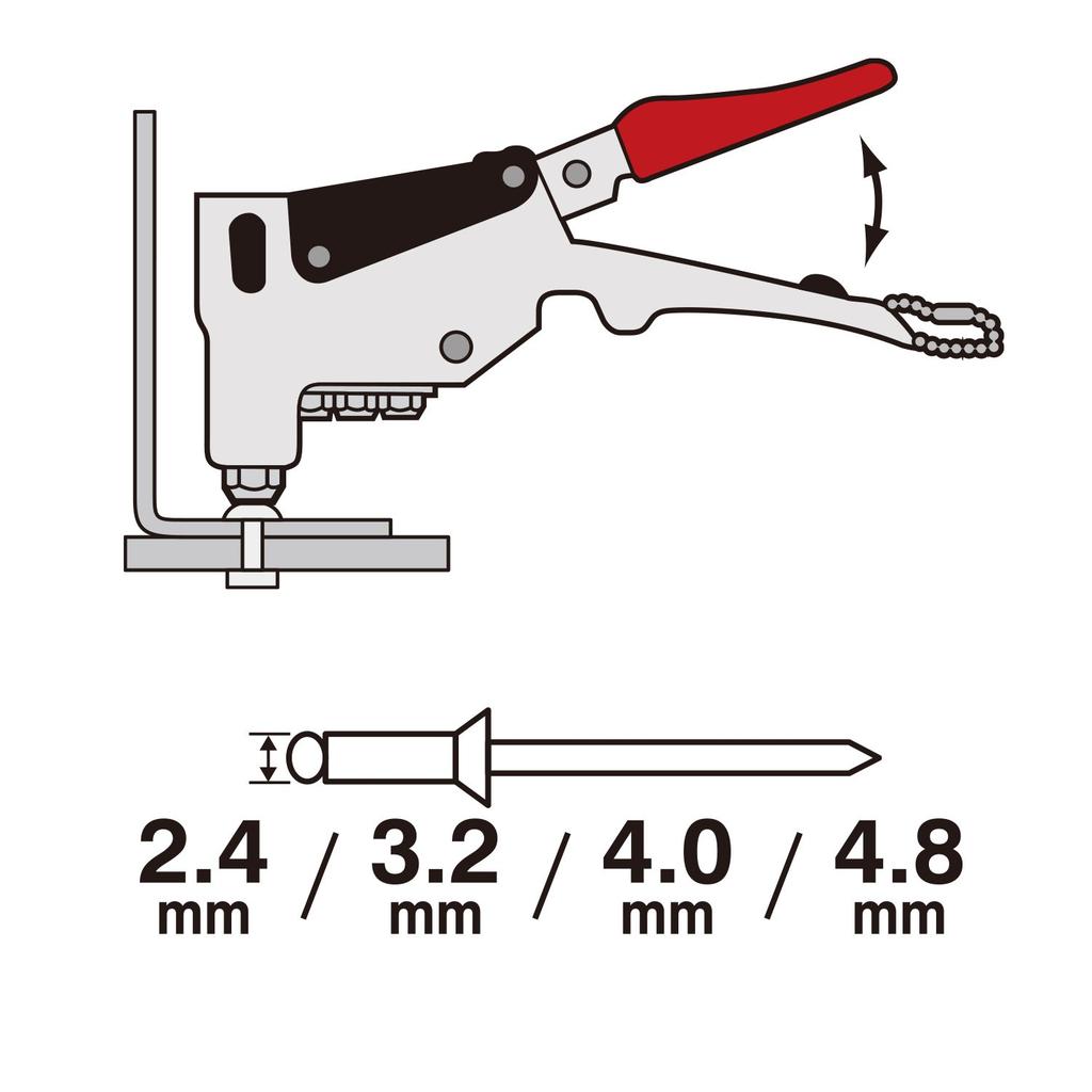 Заклепочный пистолет с храповым механизмом VESSEL RG-95