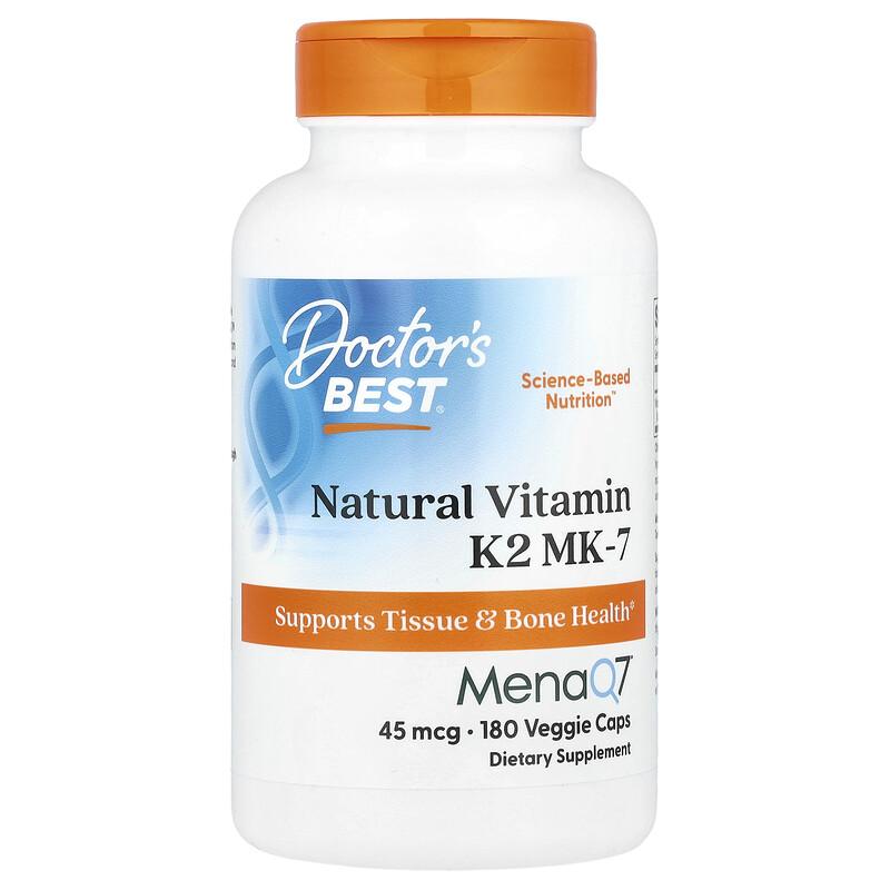 Natural Vitamin K2 MK-7 , 45 mcg, 180 Veggie Caps