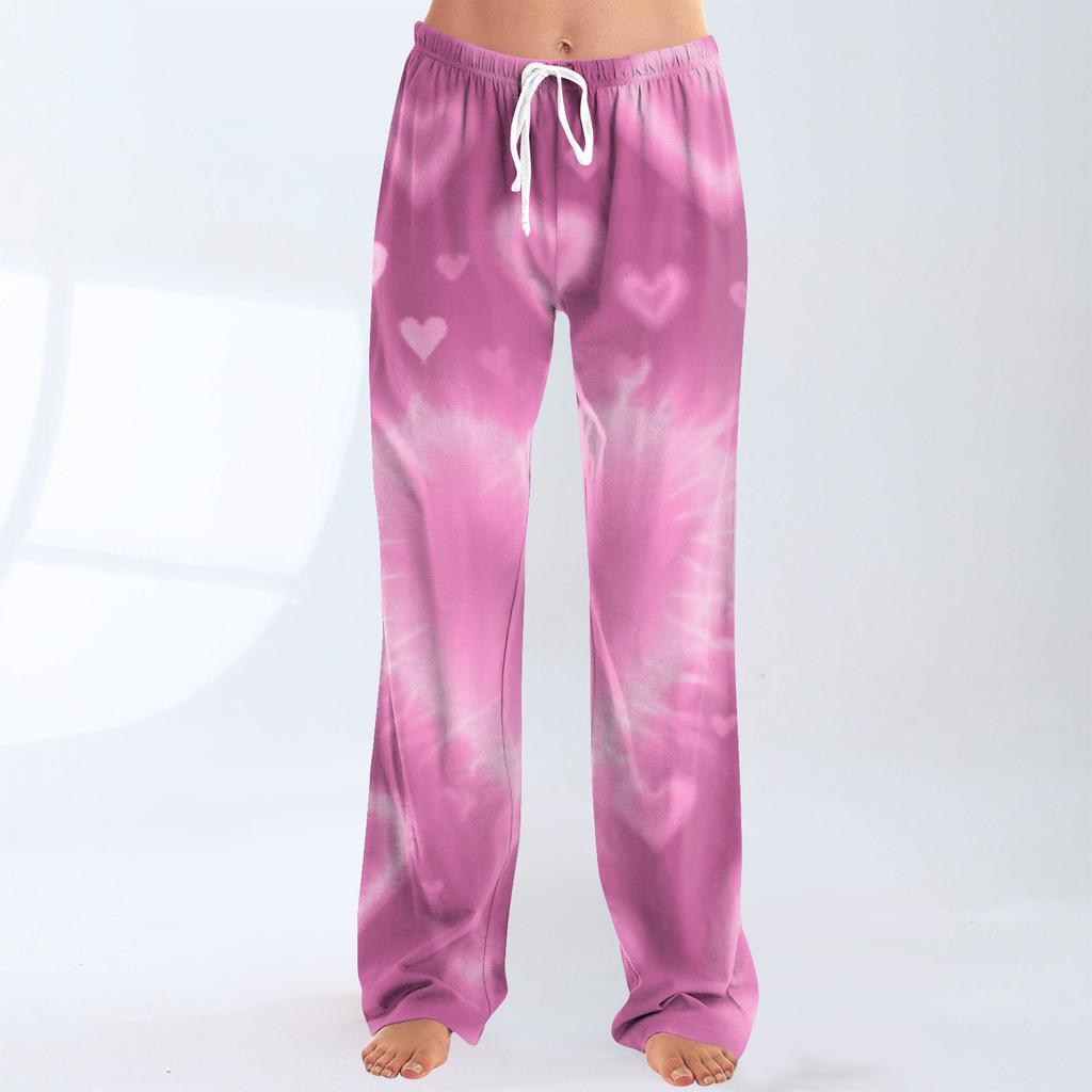 Women's Fashionable Loose Casual Trousers With Valentine's Day Heart Print