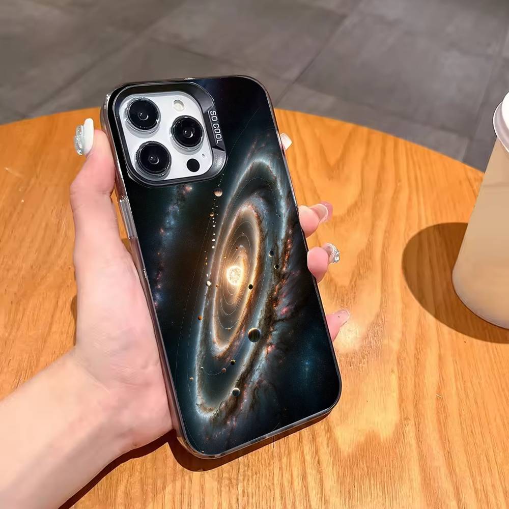 Чехол для телефона Космос Галактика Вселенная Для iPhone17 16 15 14 13 12 Pro Max Серый Черный Матовый Лазерный Металлик Аврора Funda