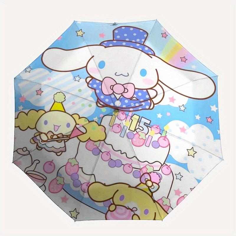 1pc Happy Birthday Cinnamoroll Idea Durable Cartoon Folding Umbrella, Portable 3-Fold Compact Umbrella for Men and Women, Suitable for Travel or Daily
