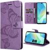 Protective Case - BOOLING - for Samsung Galaxy A16 5G/4G - Purple Synthetic Leather - Butterfly Pattern - Shockproof