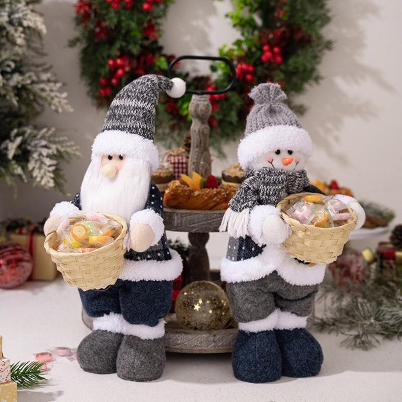 Праздничная фигурка в форме Санты/Снеговика, стоящая кукла, украшение для вечеринки, ручная работа, украшение для витрины