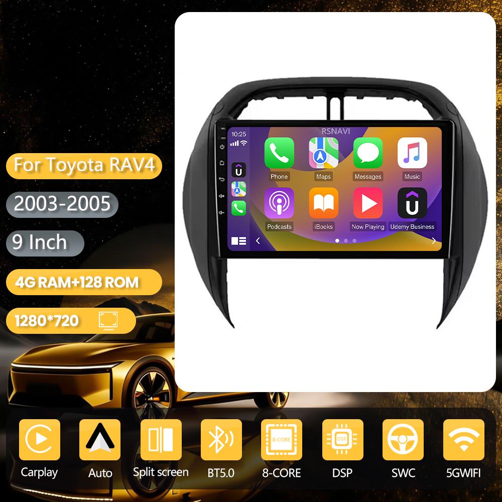 Autoradio Android 16 Plug and Play pour Toyota RAV4 RAV 4 2003 - 2005, écran Carplay, lecteur multimédia DAB+, autoradio 2K, GPS