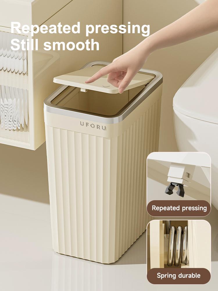 1pc Push-button waste bin, large capacity, non-slip base, sealed odour-proof lid, suitable for kitchens, bathrooms, offices