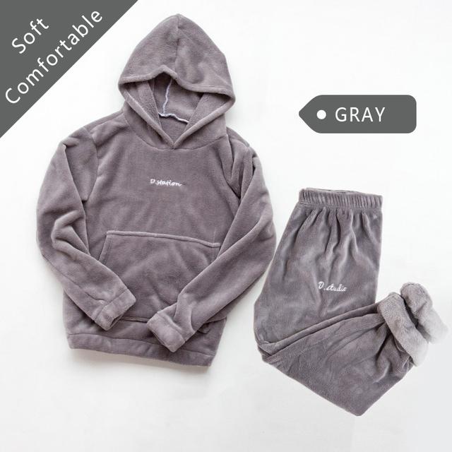 Новый женский пижамный комплект, теплая фланелевая пижама, одежда для сна, домашняя одежда, плотный зимний бархатный женский плюшевый пижамный костюм, толстовка, толстовки