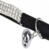 Soft Velvet Safe Cat Adjustable Collar Bling Diamante With Bells,11 Inch For Small Dogs And Cats ((black))