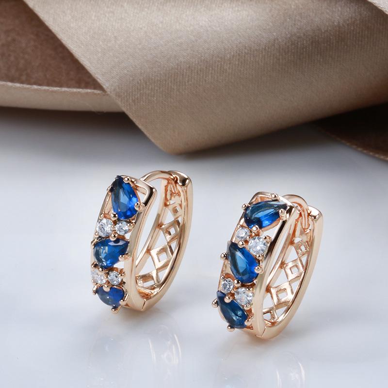 Trendy Rose Gold Water Drop Zircon Earrings for Women – Simple, Stylish, and Elegant