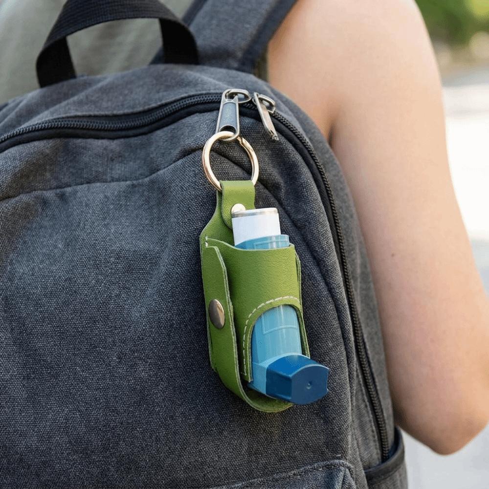 PU Inhaler Spacer Holder Protective Inhaler Key Chain Portable Inhaler Storage Sleeve Daily Use
