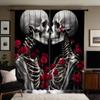 2 шт. HD Череп Роза Пара занавеска Черный галстук цифровой печатный занавес Домашний декор стиль Украсьте гостиную Спальня Носите штангу cu