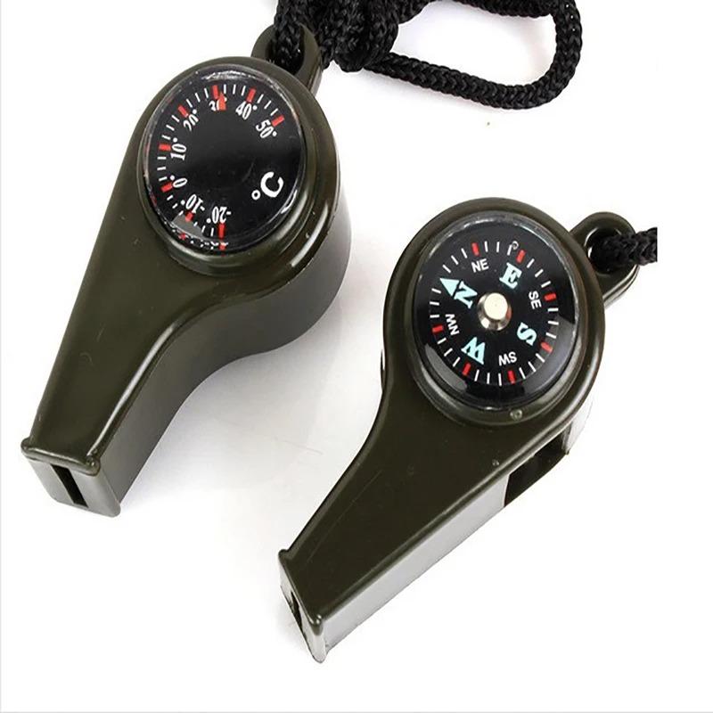 Outdoor Whistle Plastic Multifunctional Three In One Whistle, Life-saving Compass, Thermometer, Essential for Judges In The Wild