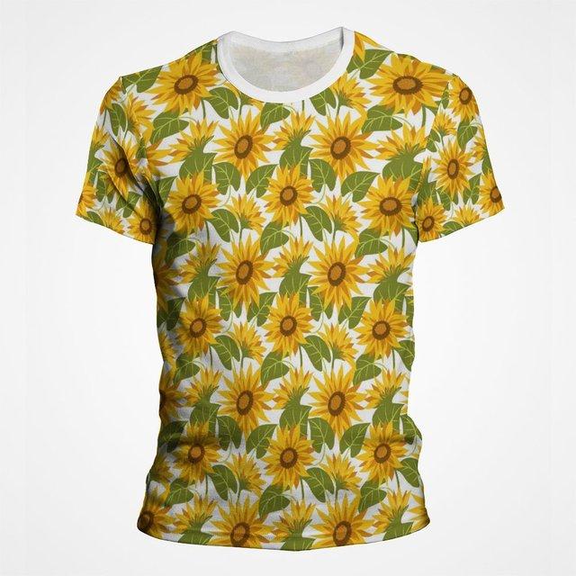 Модные футболки с 3D-принтом подсолнуха, мужские футболки с коротким рукавом и круглым вырезом, модные мужские уличные рубашки
