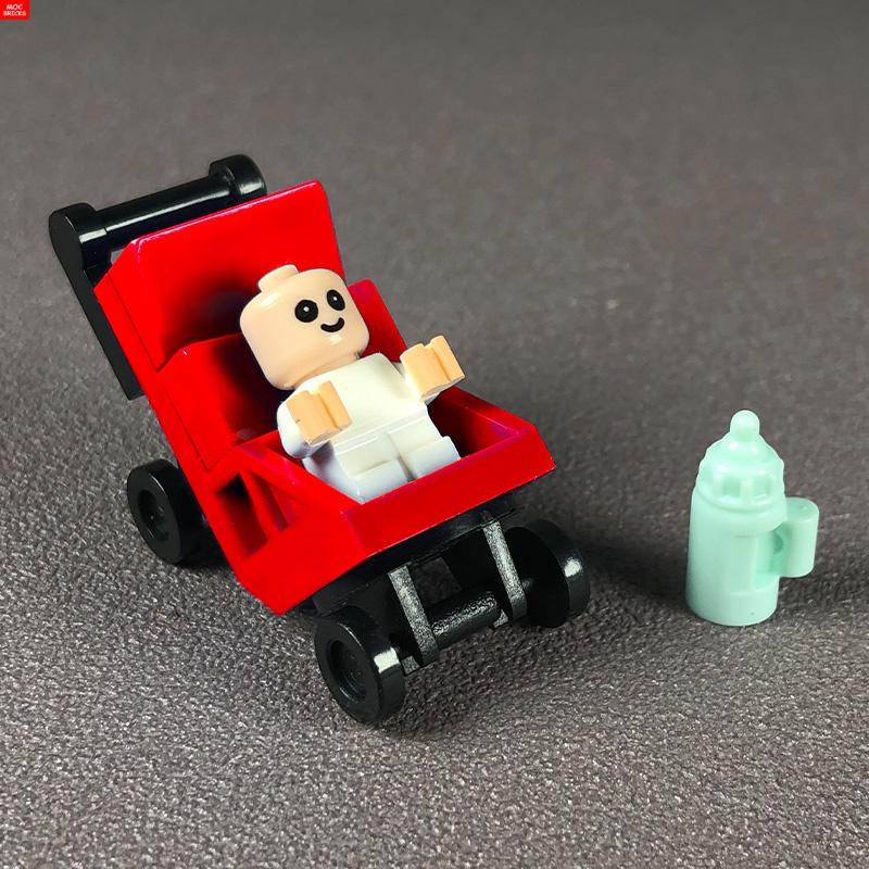 MOC Кубики Детская коляска люлька для младенцев подставка для бутылочки Обучающие Строительные Блоки Игрушки для Детей Девочек Подарок
