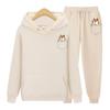 Pocket Cat Women Hoodie Set Fashion Long Sleeve Fleece Hoodie Pant Thick Warm Tracksuit Sportswear Hooded Track Suits Sweatsuit