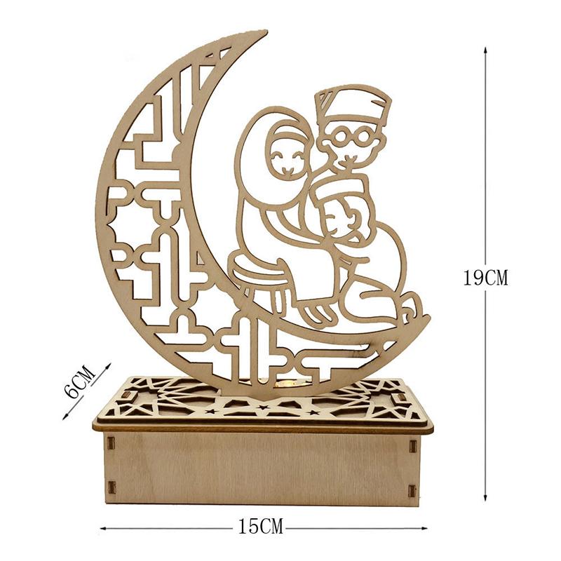 Деревянное украшение Ид Ночник Рамадан Настольное украшение Сделай сам Светодиодная лампа Поделки Исламский Мусульманский Дом Вечеринка Украшение Подарки