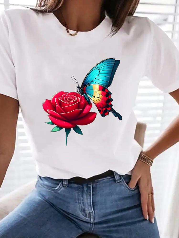 (Asian Size) Print Trend Watercolor Cute Women Tee Top T Shirt Woman Fashion Female Short Sleeve Clothing Graphic T-shirts