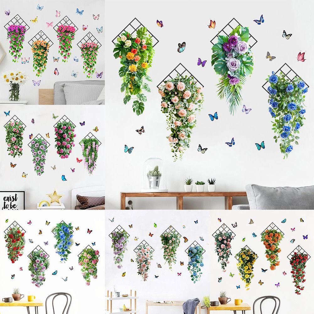 Flower & Butterfly Wall Sticker Multicolor Beautifual Decals Background Wall