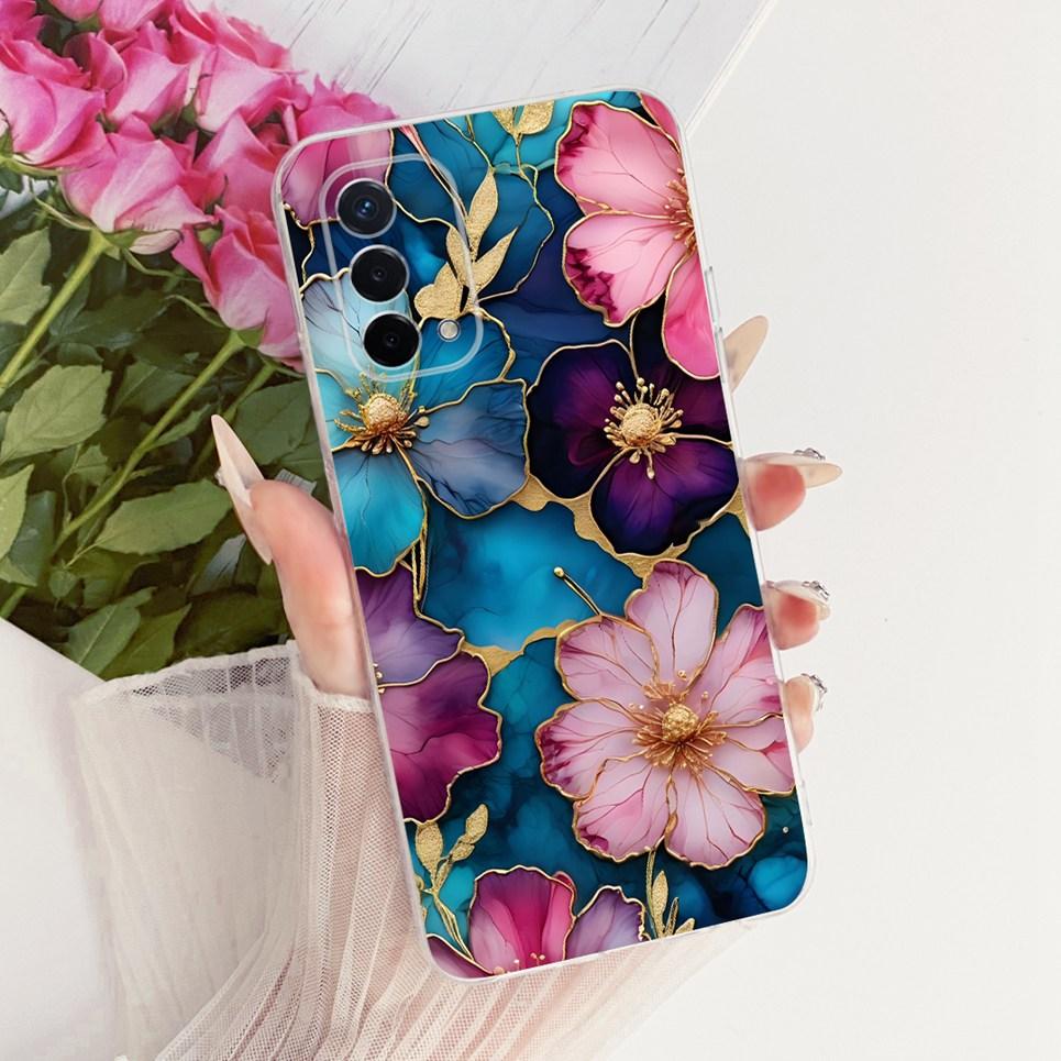 For Oppo A74 4G 5G CHP2219 CHP2263 Oppo A95 G4 CPH2365 Case Bow Pattern Colorful Butterfly Flower Soft Clear Silicone Casing