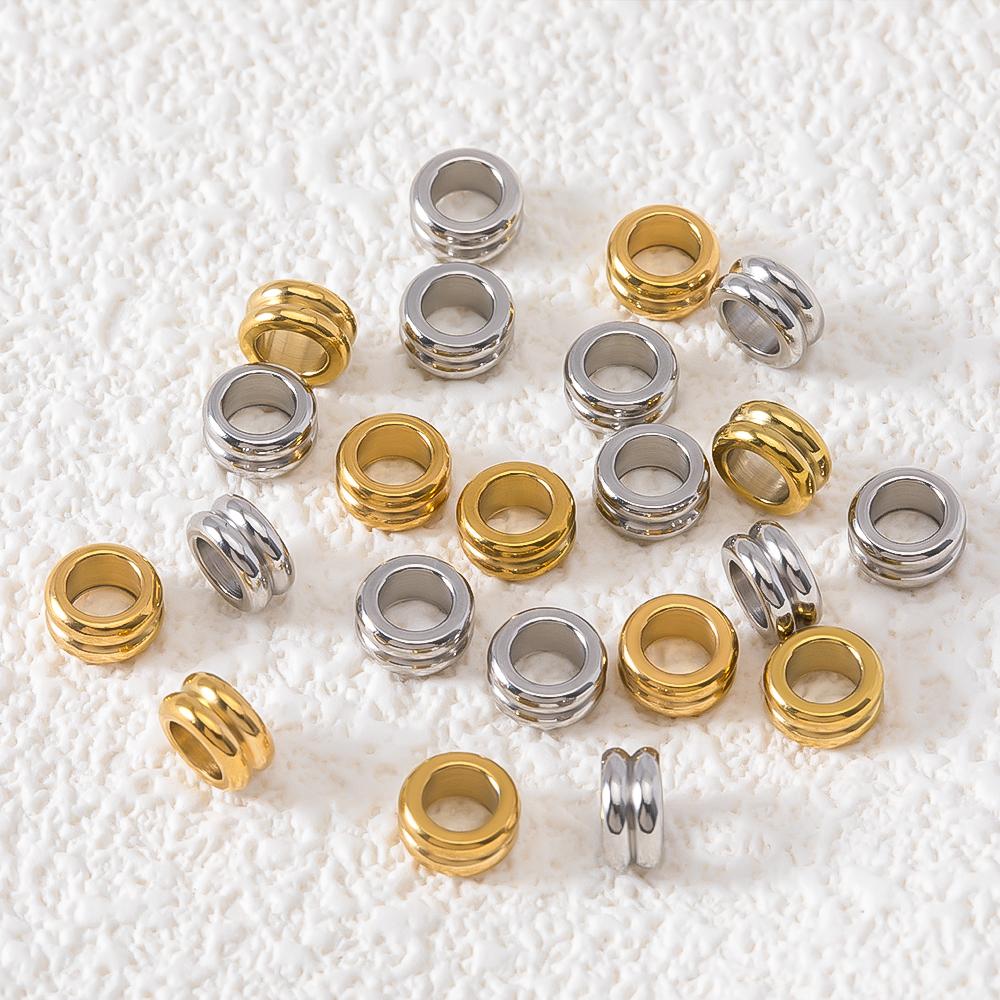 10pcs Stainless Steel Spacer Loose Bead Big Hole Beads Bamboo Drum Columnar Charm Pendant Bracelet Necklace DIY Jewelry Making