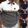 New Men's Sweatshirt Zip Casual Slim Men's Striped Digital Printing Long Sleeve Polo