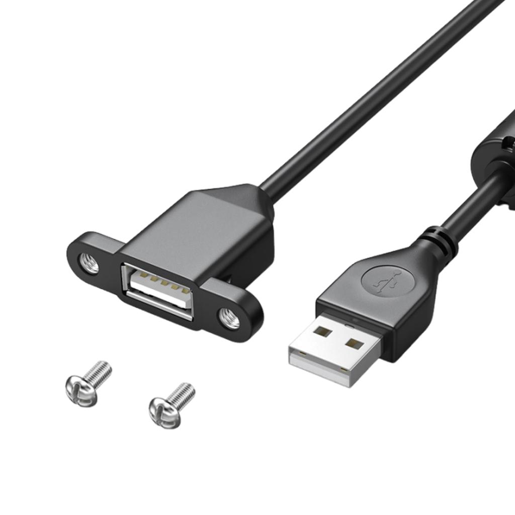 Удлинительный кабель для зарядки USB, штекер-гнездо, USB 2.0, порт для зарядки, для монтажа на панель, с отверстием для винта, для телефонов, ноутбуков, мышей