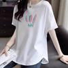 Женская повседневная футболка с коротким рукавом из чистого хлопка оверсайз 2024