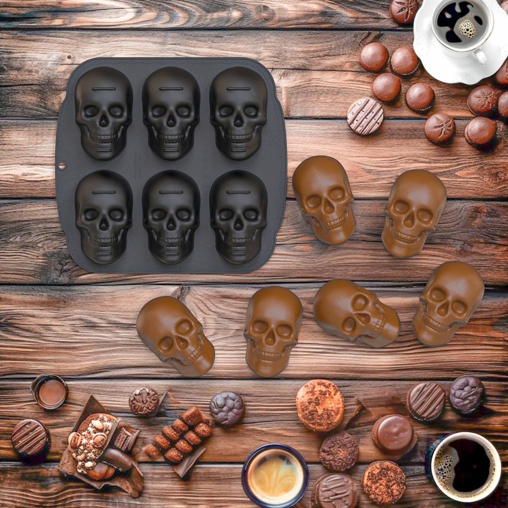 Elasticity Skeleton Head Cake Mold Food Grade Silicone Skull Baking Mold Skull Cake Pan  Halloween