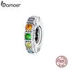 BAMOER Стерлингового Серебра 925 пробы Радужный Циркон Шарм Шарм для Браслета для Женщин Модные Ювелирные Изделия