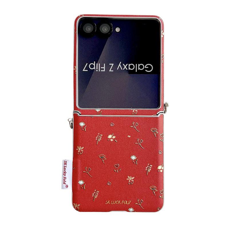 Праздничный Цветочный Чехол с Шейным Шнурком для Samsung Z Flip 7 FE/6/5 и Складных Устройств Huawei