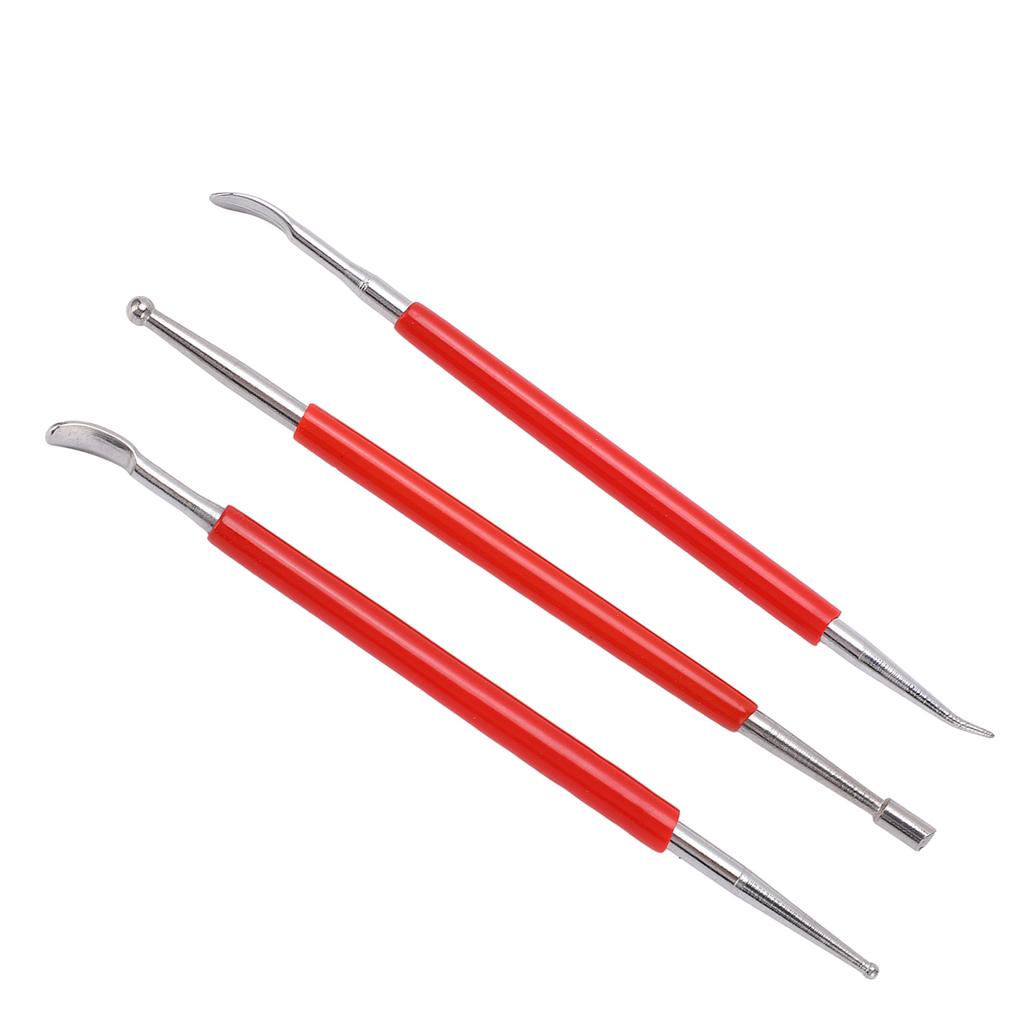 3 шт. двухсторонний стилус для растрачивания, небольшой портативный красный керамический инструмент для скульптуры, для резьбы по моделированию