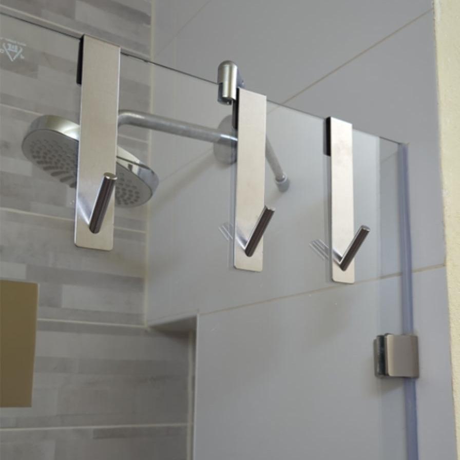 Stainless Steel Over Glass Door Shower Door Back Shower Towel Rack S-Shape Bathroom Bathrobe Hanger Holder Hooks