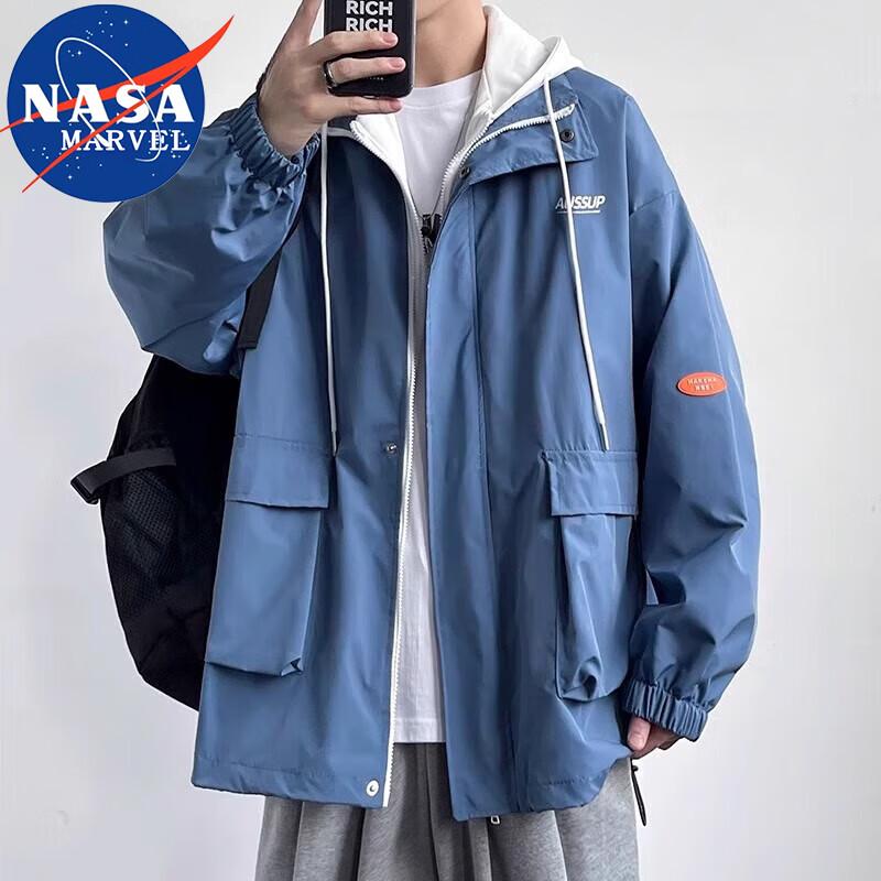NASA MARVEL Men's Hooded Layered Casual Jacket