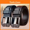 Men Solid Color Leather Belt With Geometric Style And Durable Alloy Buckle Pin