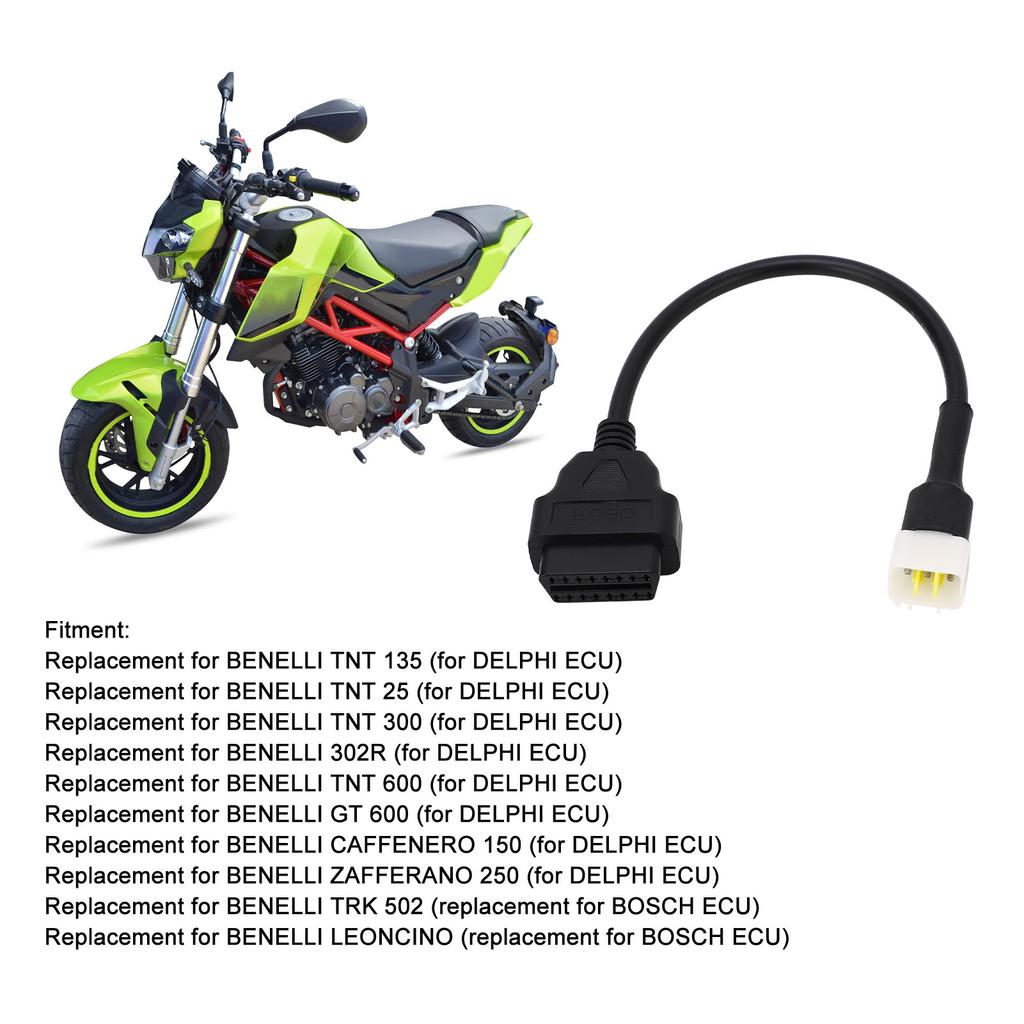 Диагностический кабель OBD2, 6-16-контактный OBD-адаптер для считывания кодов, сканер, соединительный кабель, замена кабеля для BENELLI TNT 135 25 300 для DELPHI