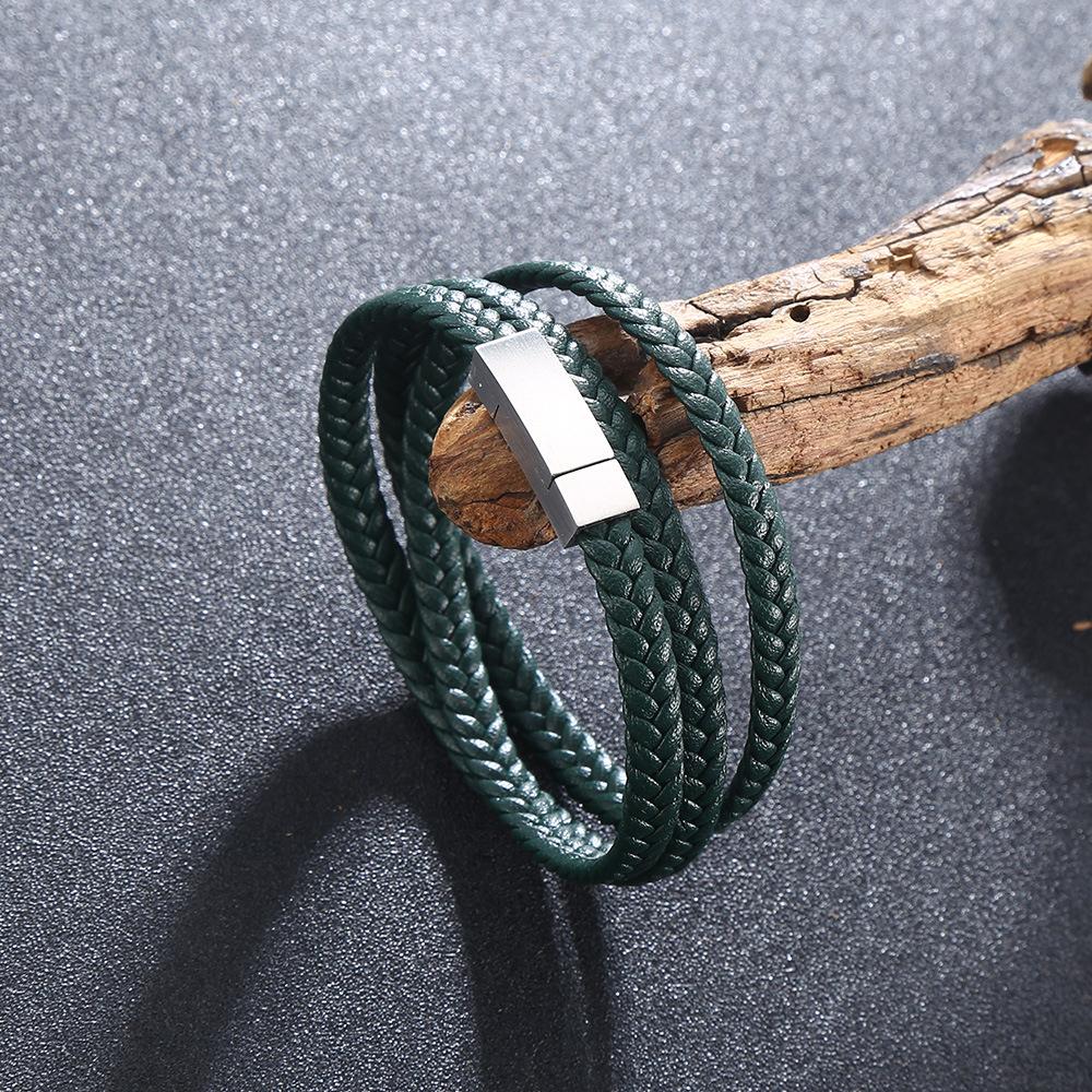 Простой мужской браслет многослойные кожаные браслеты шарм металлическая застежка мужские ювелирные изделия подарки