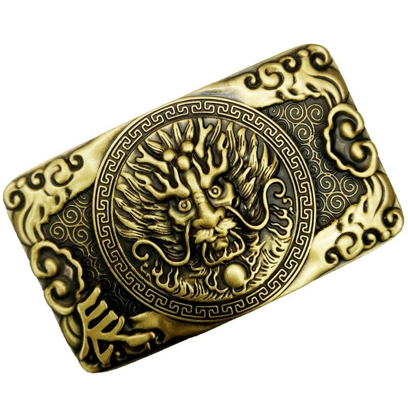 Zodiac Pure Copper Belt, Button Head Men's 3.8 Belt, Head Brass Solid Full Brass Belt Head Clip