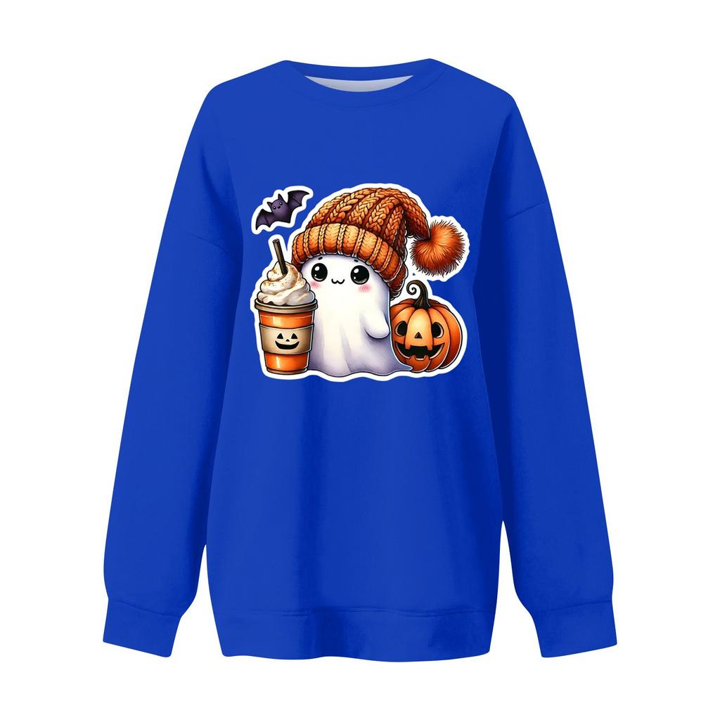 Женский повседневный модный трикотажный спортивный топ с длинными рукавами, свободный крой, Хэллоуин