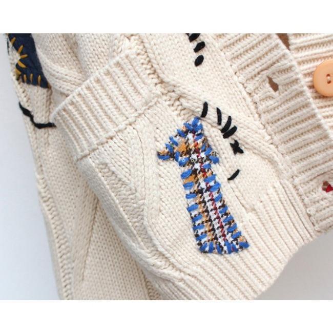 Autumn and Winter Women's Sweater Fashion Lazy Wind Embroidered Sweater Letter Design Loose Knitted Cardigan Jacket