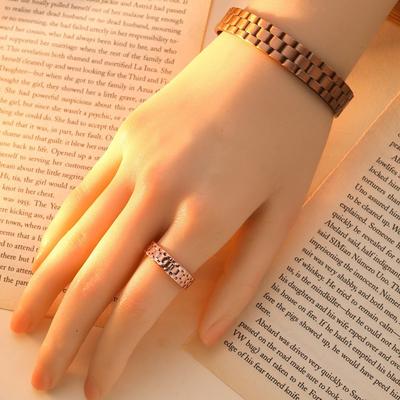 Ретро Клетчатый Узор Регулируемый Открытый Браслет Кольцо Набор Крутой Магнитный Браслет Кольцо Аксессуар