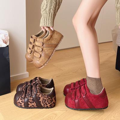 Осень новая версия из коровьей кожи липучка круглый носок модные кроссовки на липучке женская одинарная обувь женская