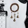 Door Knob Witch Bell Home Protection Handmade Hanging Brass Bell Wishing Bottle Rattan Wreath Witchcraft Door Hanger Wicca Wind Chime Decoration