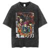 Горячая Аниме Demon Slayer Kamado Tanjirou Принт Футболка Мужская Винтажная Выстиранная Футболка Повседневная Хлопковая Футболка Харадзюку Мужская Манга Футболка