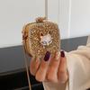 Elegant Rhinestone Evening Bag Gold/Silver Mini Lipstick Bag Retro Banquet Chain Bag  Girls