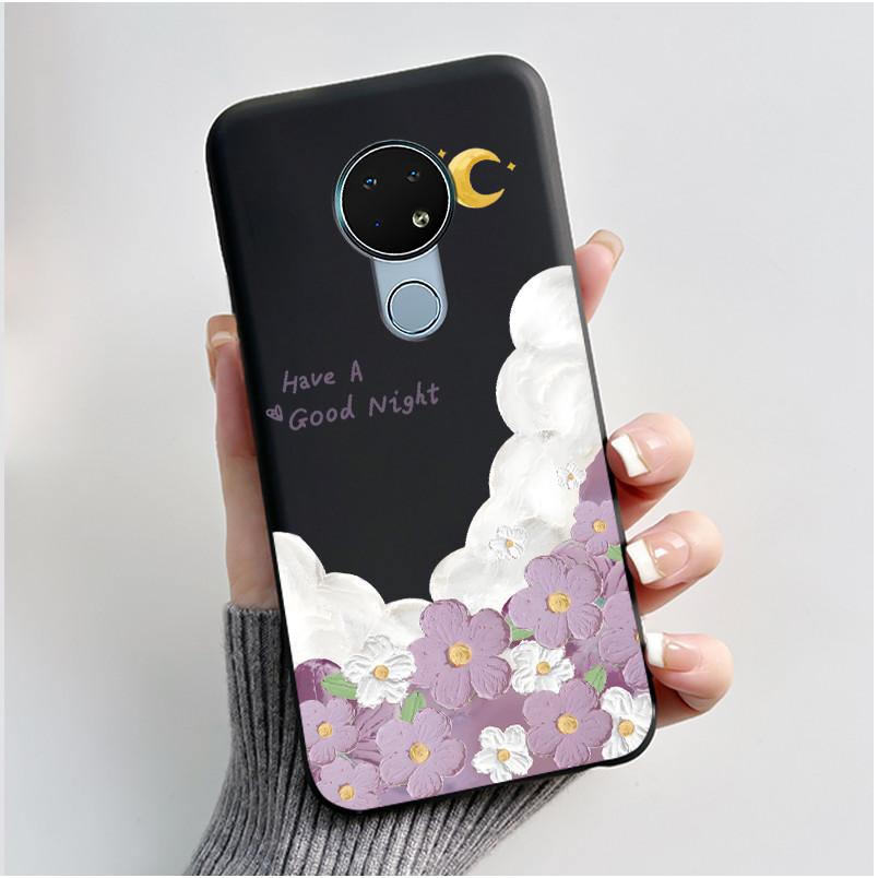 Милый Чехол Для Nokia 6.2 / Nokia 7.2 Fundas Capa Печатный Корпус Защитная Крышка Мягкий Силикон Мультяшный Черный Корпус Coque