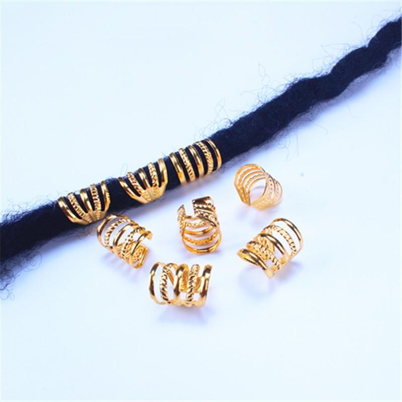5pcs/bag Silver Metal Hair Rings Braid Dreadlocks Bead Hair Cuffs Dread Tube Charm Dreadlock for DIY Hair Accessaries