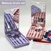 1 Set Makeup Brush LED Mirror Box Foundation Loose Powder Eye Nose Shadow Cosmetic Brush Portable Travel Women Girls Makeup Tools