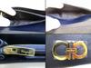 Оригинальный длинный кошелек Salvatore Ferragamo Gancini темно-синий кожаный с золотой фурнитурой и клапаном #b230 Открытая коробка