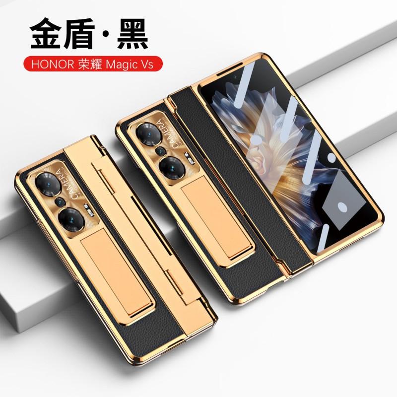 Slim Foldable Phone Case Honor Magic With Full Coverage Shockproof PC Shell Hidden Kickstand Matte Leather Finish