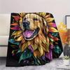 Sunflower Dog Print Flannel Blanket, High quality Comfortable for All Seasons, Home Decor, Warmth and Comfort, Perfect for Christmas Gifts