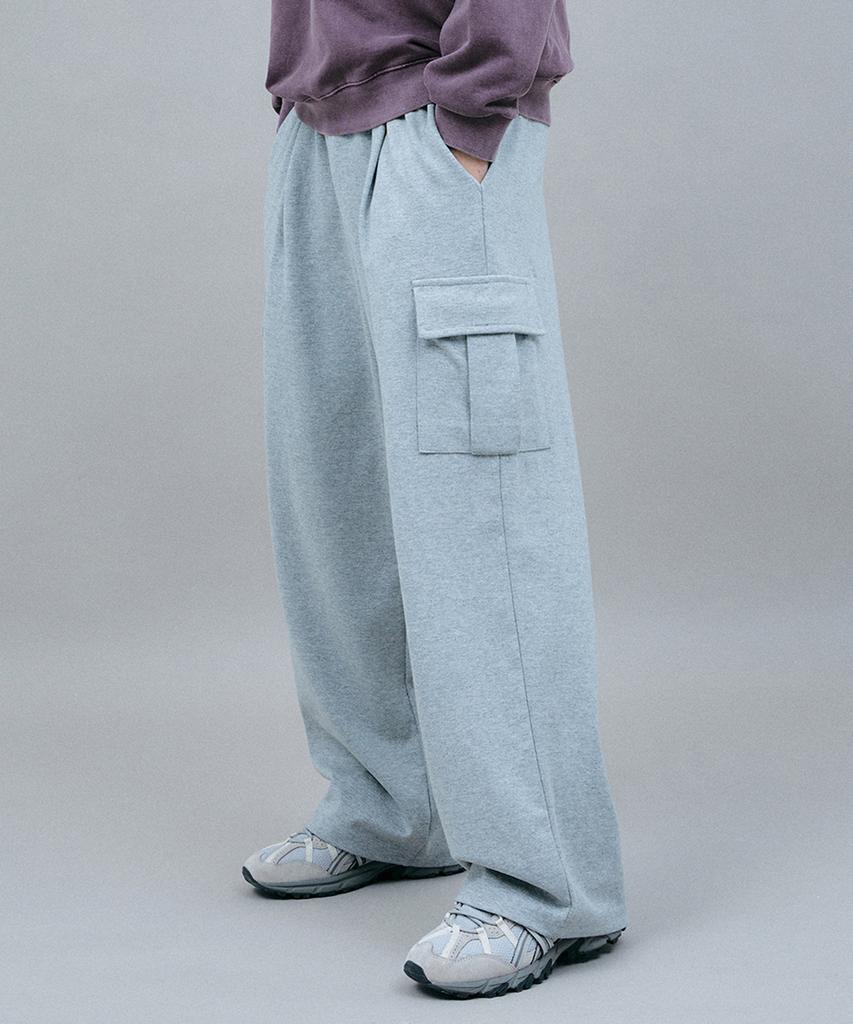 GAKKAI UNIONS Single-Pleat Wide Sweatshirt Cargo Pants Gray